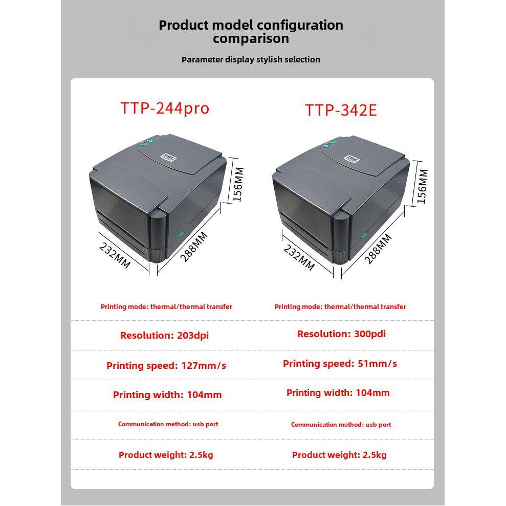 Tsc Ttp-244 Pro 342 Te244 344标签打印条形码不干胶热服装标签图片