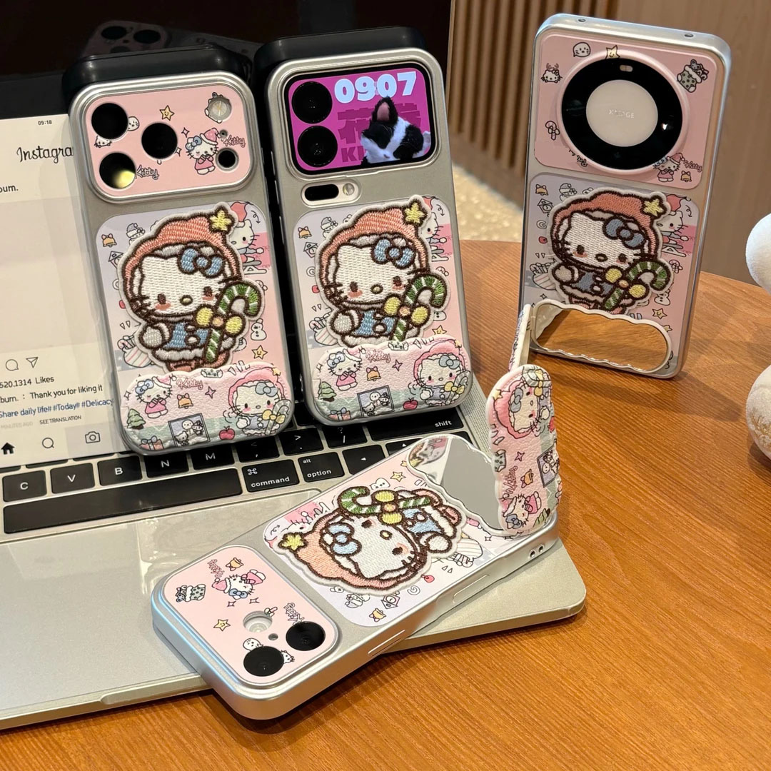 ins风适用iPhone17/18手机壳苹果15/16promax可爱红米K70卡通猫皮纹支架小米17/14/13防摔oppofindx8/9spro