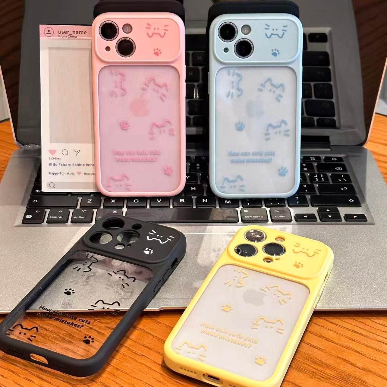 ins风多巴胺边框适用iPhone17/16promax手机壳简约线条猫咪苹果15/14plus防摔大视窗14/16pro透明12/13保护套