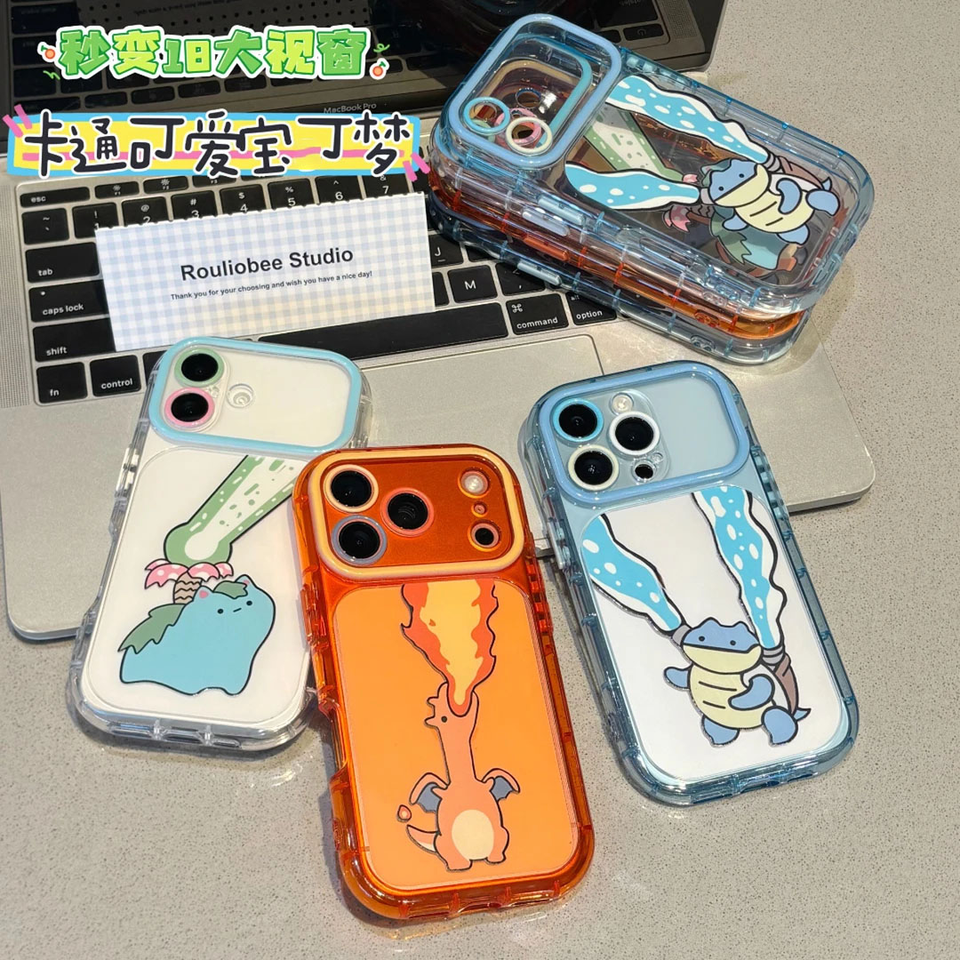 ins风多巴胺透色日韩适用苹果17/16promax手机壳iPhone15/14pro卡通小恐龙可爱13/12防摔小米15/13/17保护套