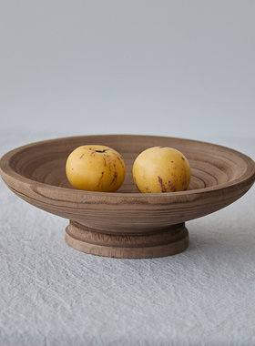 如是/侘寂风原木复古果盘手工实木果盘托盘摆件客厅民宿酒店装饰