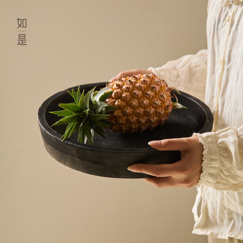 侘寂风蜡烛托盘民宿装饰摆件果盘