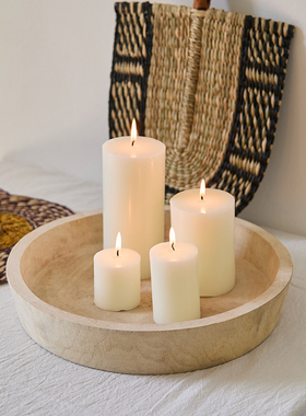 如是/侘寂风蜡烛托盘果盘民宿木质收纳盘复古家居装饰摆件果篓