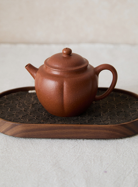 如是/日式复古椭圆黑胡桃木干泡茶盘家用壶承下午茶咖啡糕点托盘