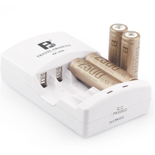 沣标电池 AA2500毫安4节5号电池套装四通道智能快充电池套装充电