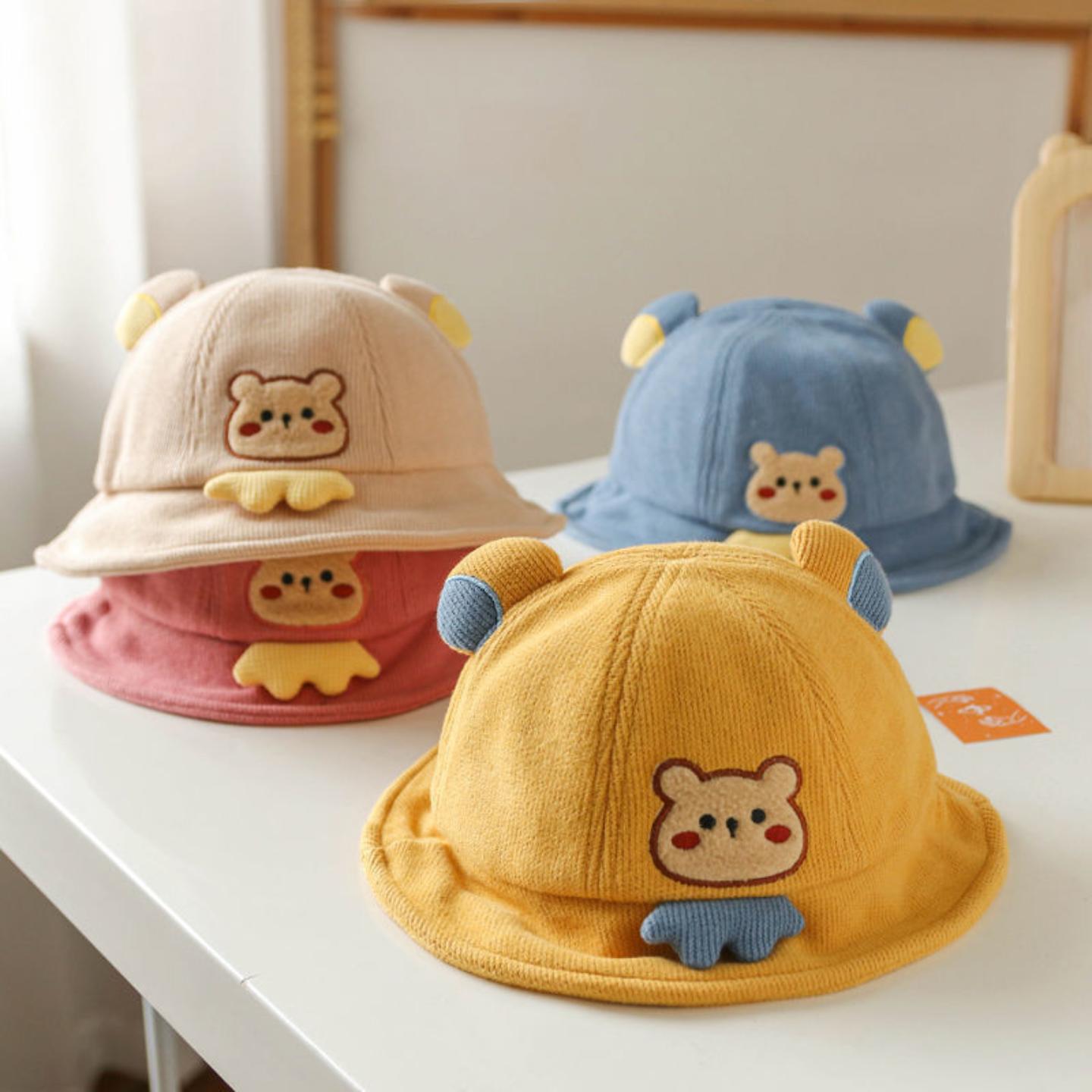 婴儿帽子春秋冬季遮阳渔夫帽男女宝宝时尚百搭毛呢盆帽可爱超萌潮