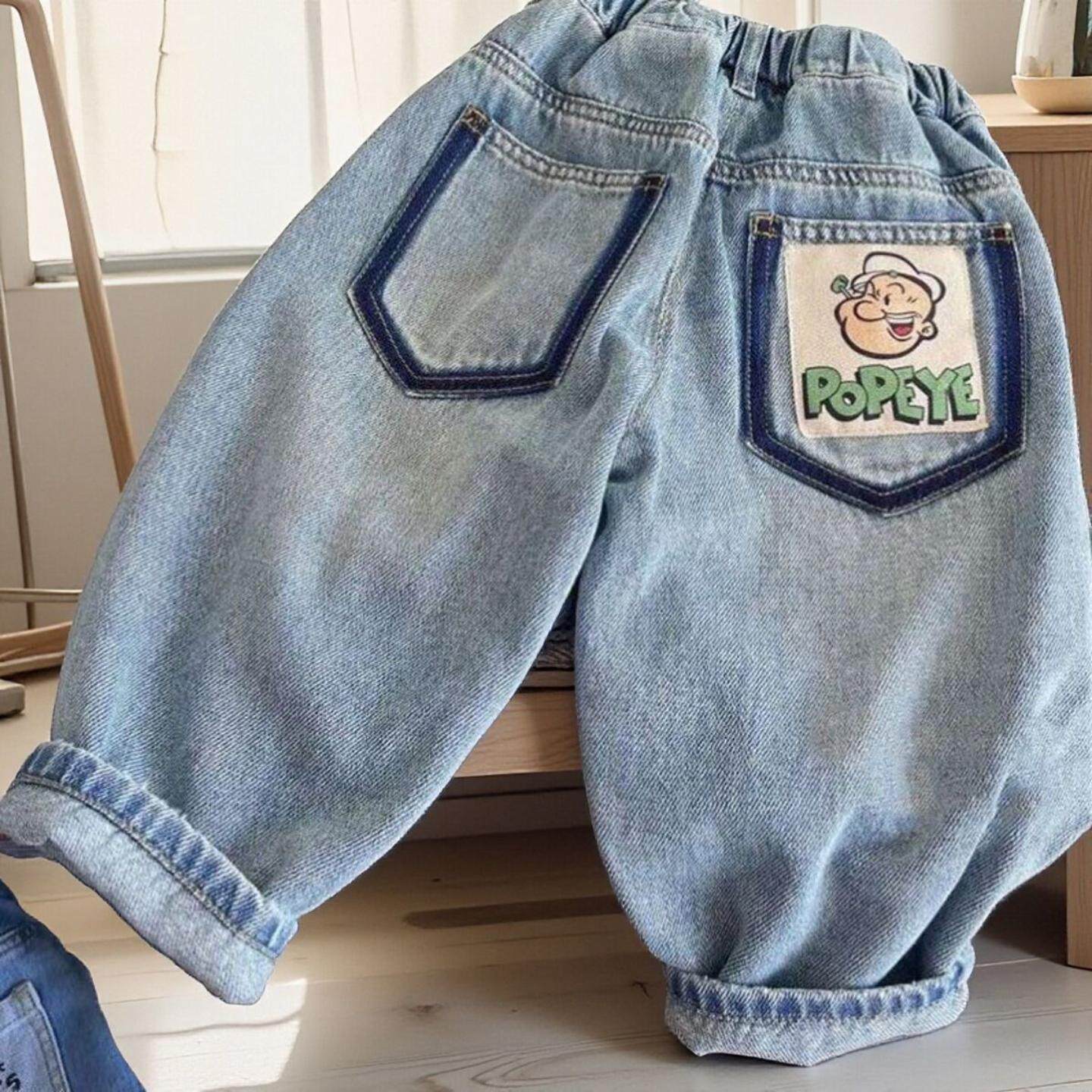 新款韩版童装痞帅男童牛仔裤儿童春装宝宝时髦简约宽松休闲直筒裤