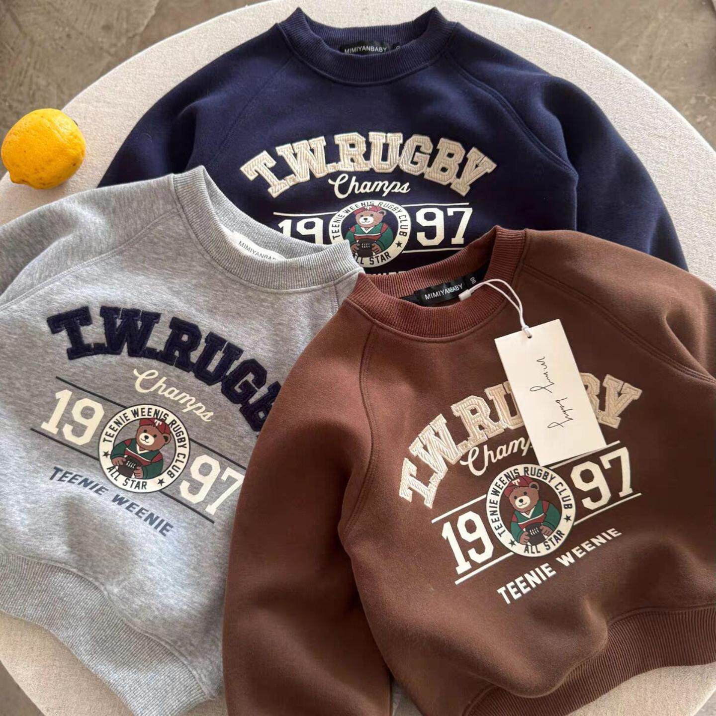 男女童加绒加厚卫衣2025秋冬韩版宝宝套头衫儿童洋气时髦小熊卫衣