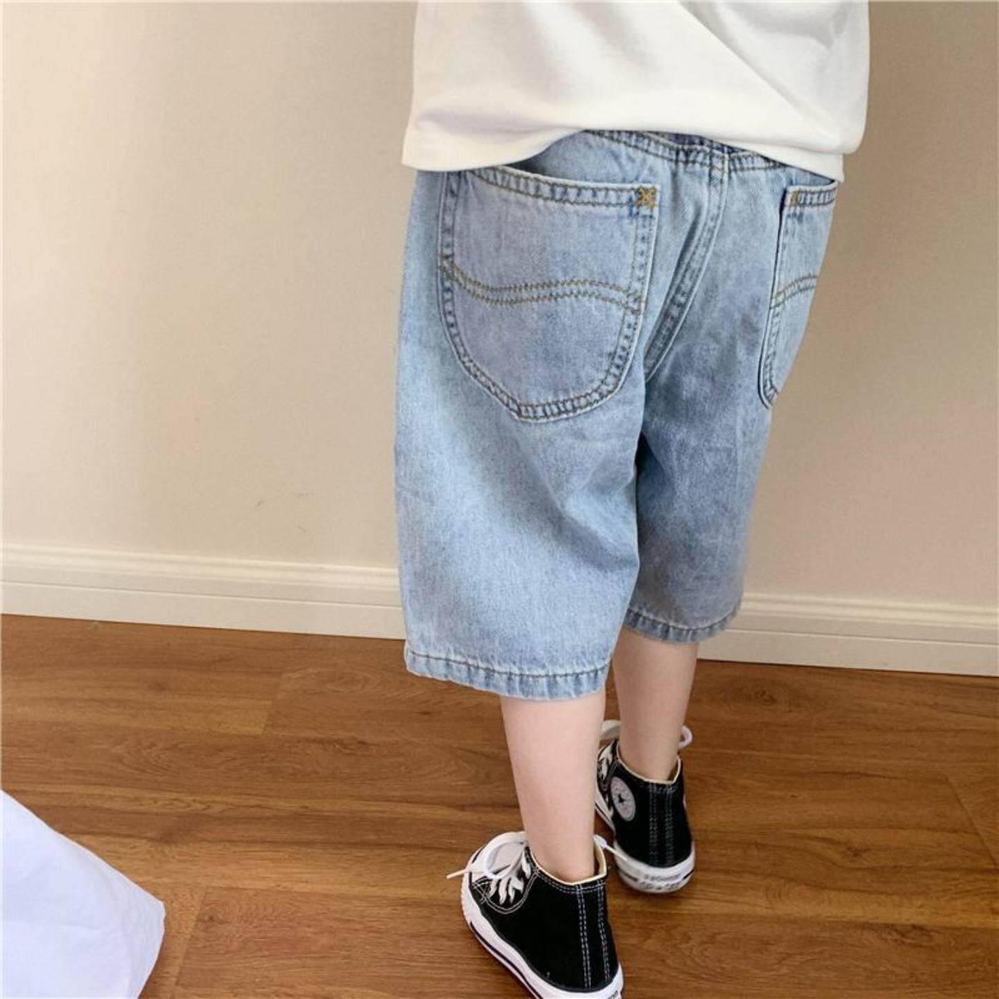 新款男童夏季薄款透气牛仔裤潮帅气时尚中小童夏装儿童休闲短裤子