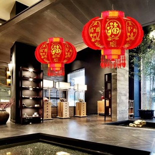 新款中国风新年灯笼LED七彩旋转走马灯乔迁别墅阳台红灯笼装饰品