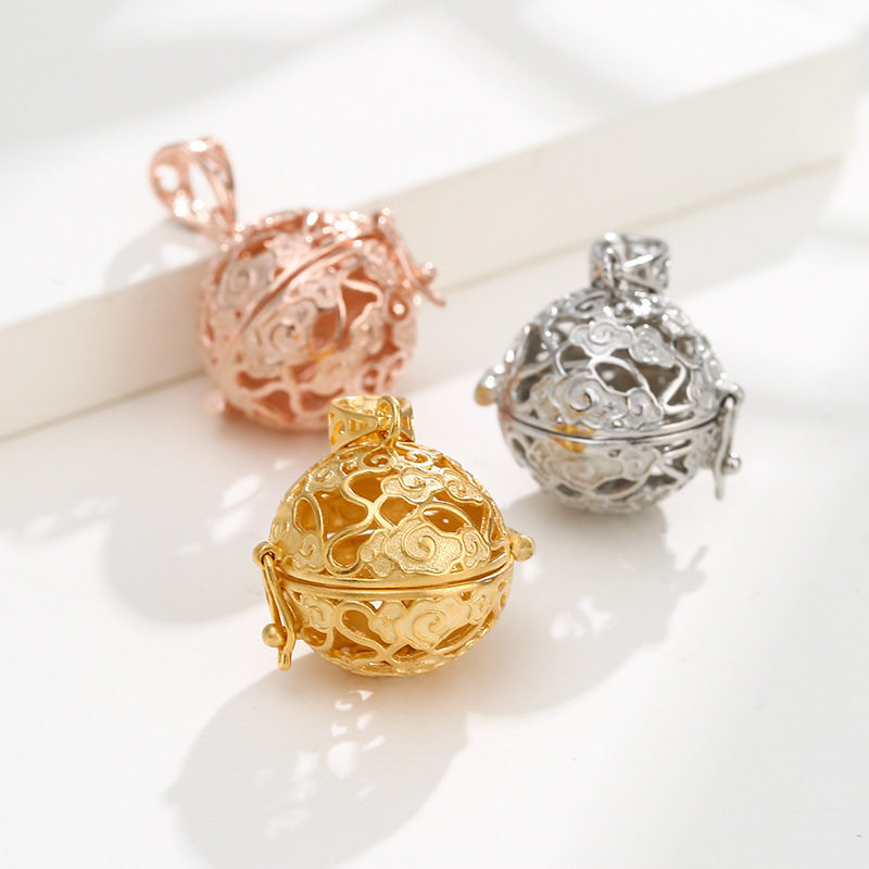香囊古风镂空祥云吊坠托宫廷轻奢S925纯银圆珠香囊香丸球项链