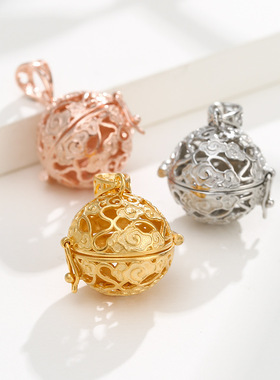 香囊古风镂空祥云吊坠托宫廷轻奢S925纯银圆珠香囊香丸球项链