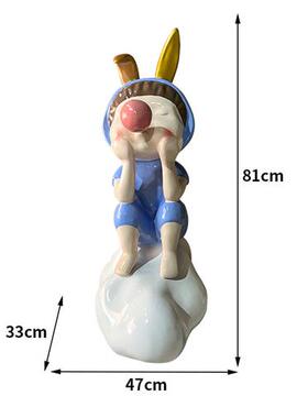 卡通泡泡兔耳女孩落地摆件可爱大公仔人物客厅商场玩偶玻璃钢雕塑