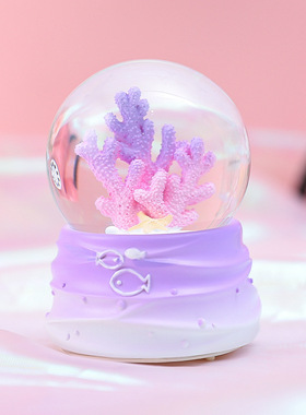 新款梦幻ins网红海底世界迷你水晶球发光桌面小摆件儿童生日礼物