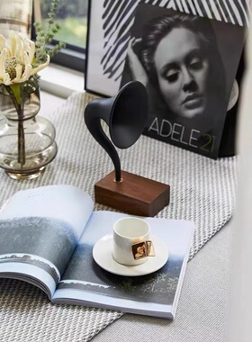 轻奢仿真立式黑胶唱片机留音机摆件样板间售楼处音乐主题艺术软装