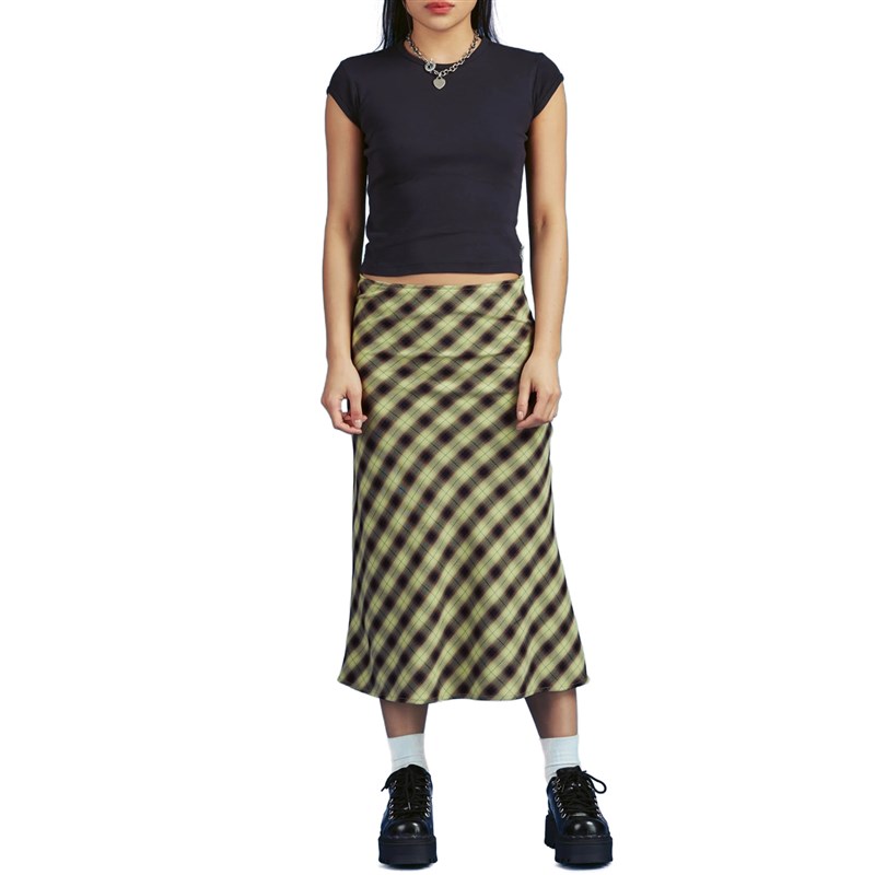 Vintage 90s Plaid High Waist Printing A-Line Long Skirt Y2K