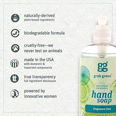 Grab Green Hand Soap  12 Ounce (Pack of 3)  Fragrance Free