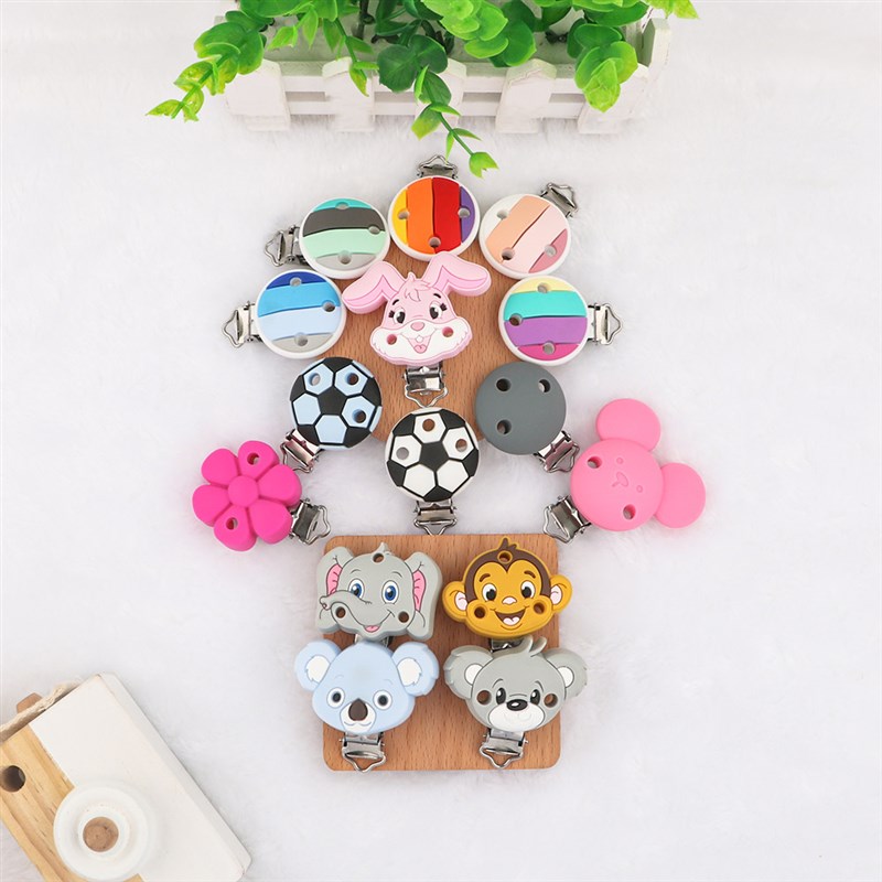 Kovict 1pcs Silicone Pacifier Clips Flowers Animals Shape Ba