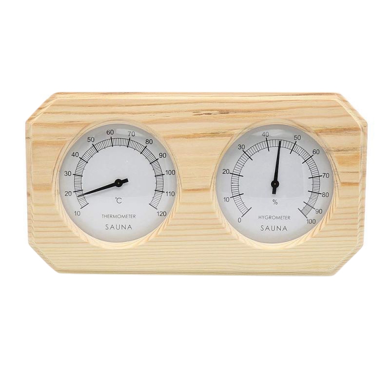 Sauna Room Thermometer Wood Hygrometer Indoors High