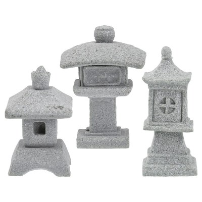 3Pcs Garden Figurines Simulation Landscape Pavilion Gardenin