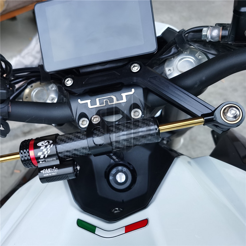 适用贝纳利黄龙600 BN BJ TNT600改装碳纤维钛尺方向阻尼器平衡杆