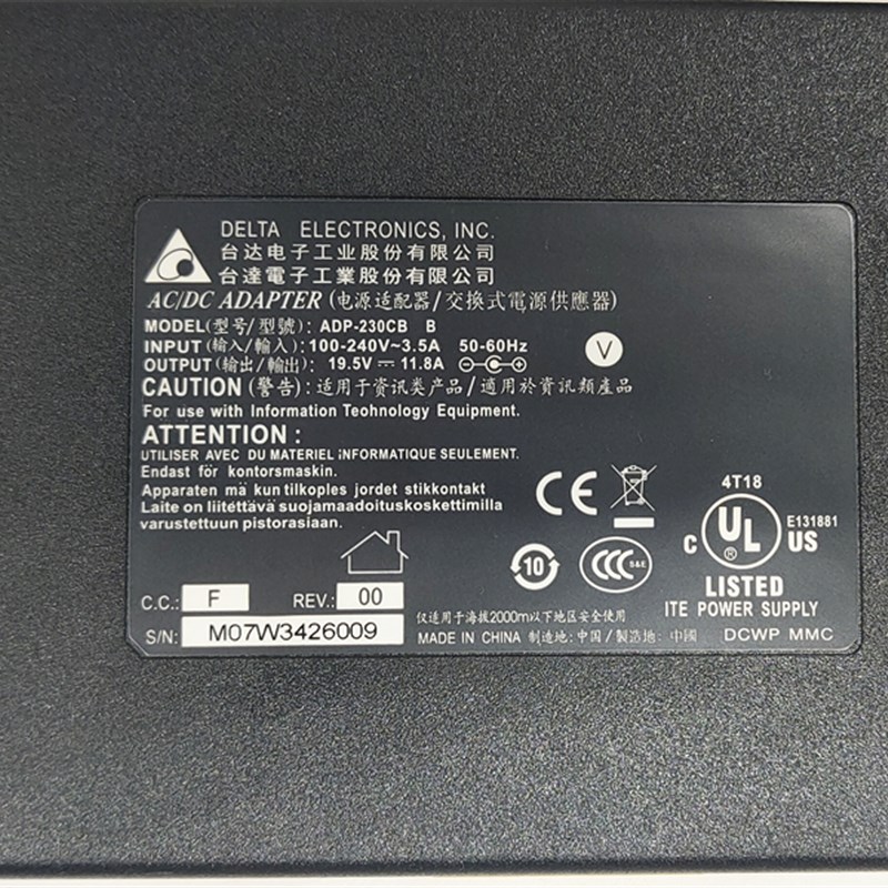 ASUS华硕g751J G752V/VS电源配接器19.5V11.8A 230W充电线大口针