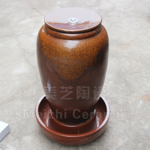 阳台流水喷泉加湿器吐水陶罐循环水花瓶水景罐水系瓶涌泉陶缸造景