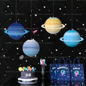 Planets Theme Paper Eight Lanterns Planet Birthday Party