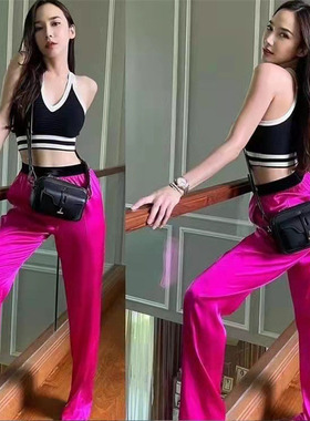 2022 spring and summer new elastic waist letter logo stitchi