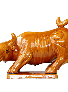 牛摆件装饰家品礼品水牛生肖居彩牛陶件牛瓷牛黄品风水摆唐林