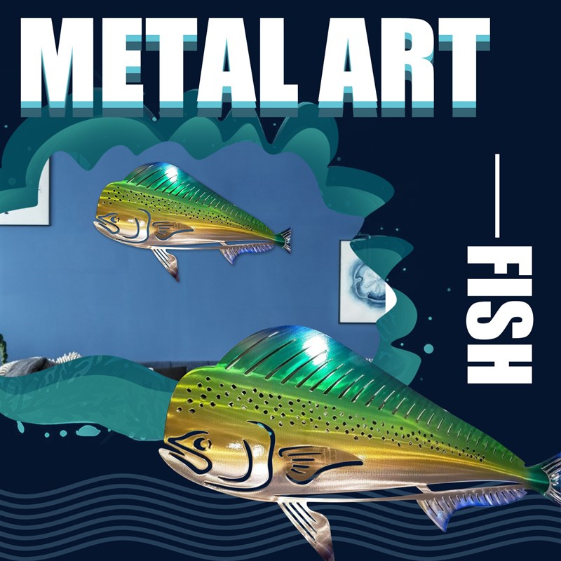 Exquisite Sharks Metal Wall Art Sculpture Home Decoration