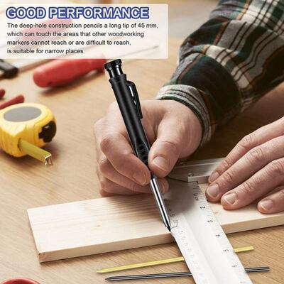 极速2 Pcs Solid Carpenter Pencil with 24 Refill Grey, Long N
