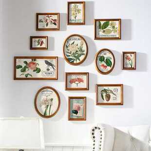 饰客厅免打孔相片墙实木框背景墙O相片框相框 极速新榄茵照片墙装