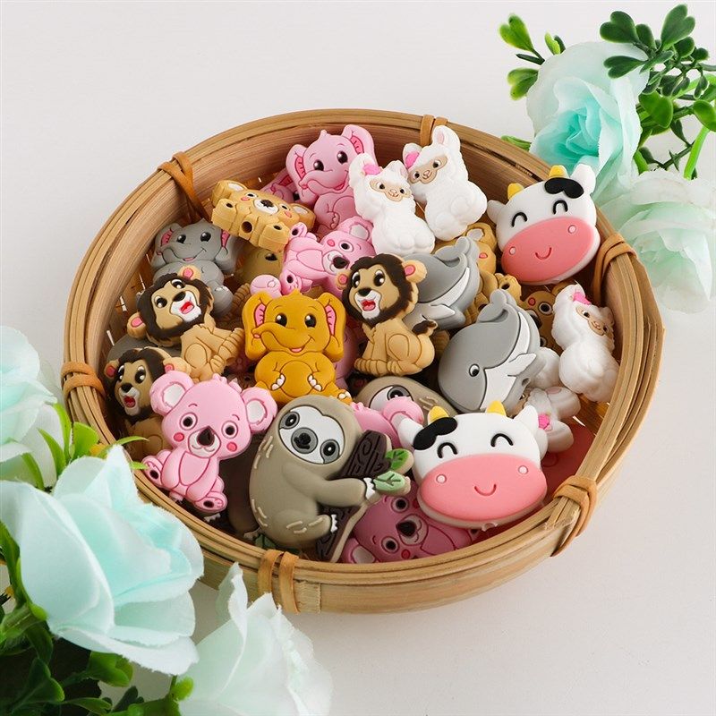 Kovict Animal Silicone Beads 10pcs Alpacas Elephant Koala Co