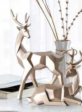 情侣鹿摆件美式家居客厅电视柜酒柜玄关工艺品家装办公室软装装饰
