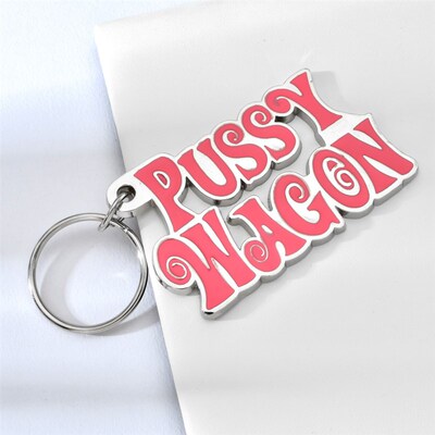 2022 Zinc Alloy PUSSY WAGON Keychain Pink Letter Key Chains