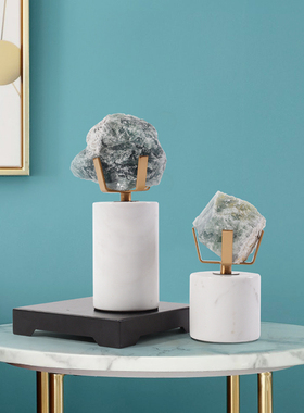 北欧轻奢现代天然晶石饰品装饰品样板间书房书柜艺术软装欧式摆件