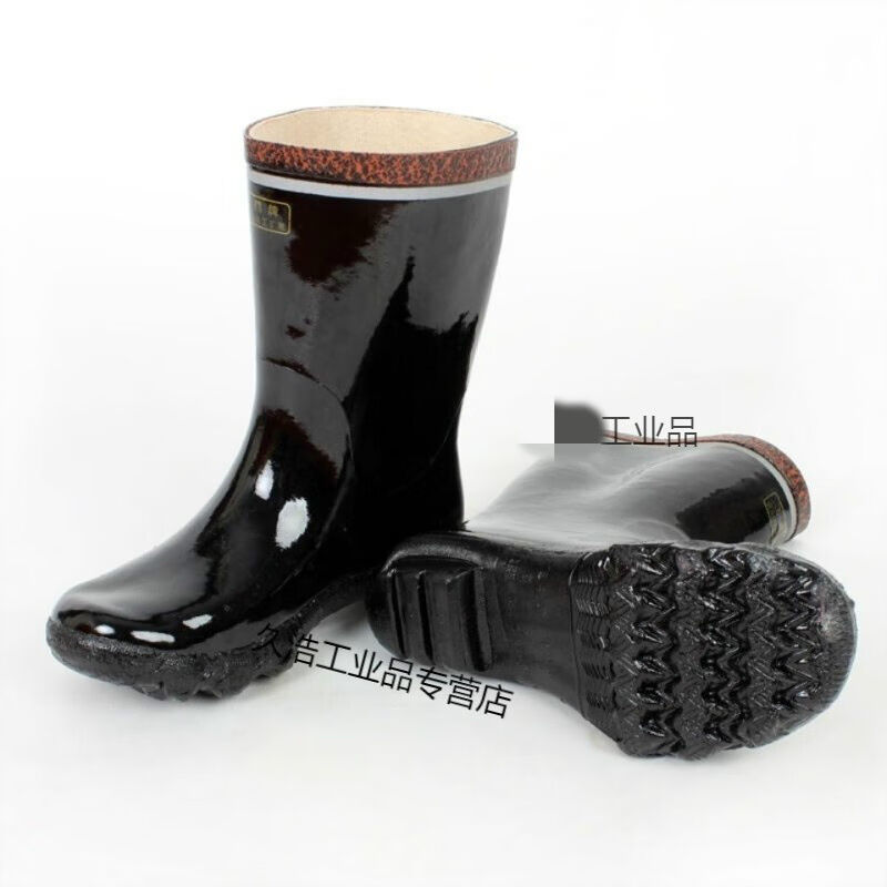 高筒煤矿矿工劳保半筒橡鞋中筒男飞鹤6KV绝缘雨鞋37
