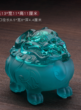 琉璃香炉摆件荷花狻猊三足熏香炉佛具博山炉盘香檀香沉香茶桌禅意