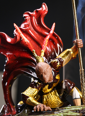 新中式陶瓷斗战胜佛禅意摆件客厅家居齐天大圣工艺品软装饰品摆设