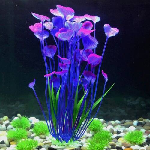 极速2Pcs Aquarium Ornaments Plastic Artificial Plants Fish T