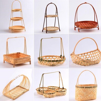 极速Hand woven bamboo basket handbasket Fruit basket. 竹篮