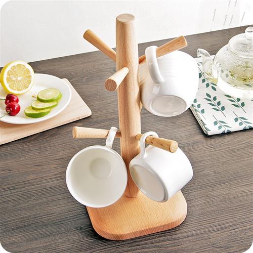 质挂架杯子创意个性幼儿园餐厅头制架子实水杯架多层置物木