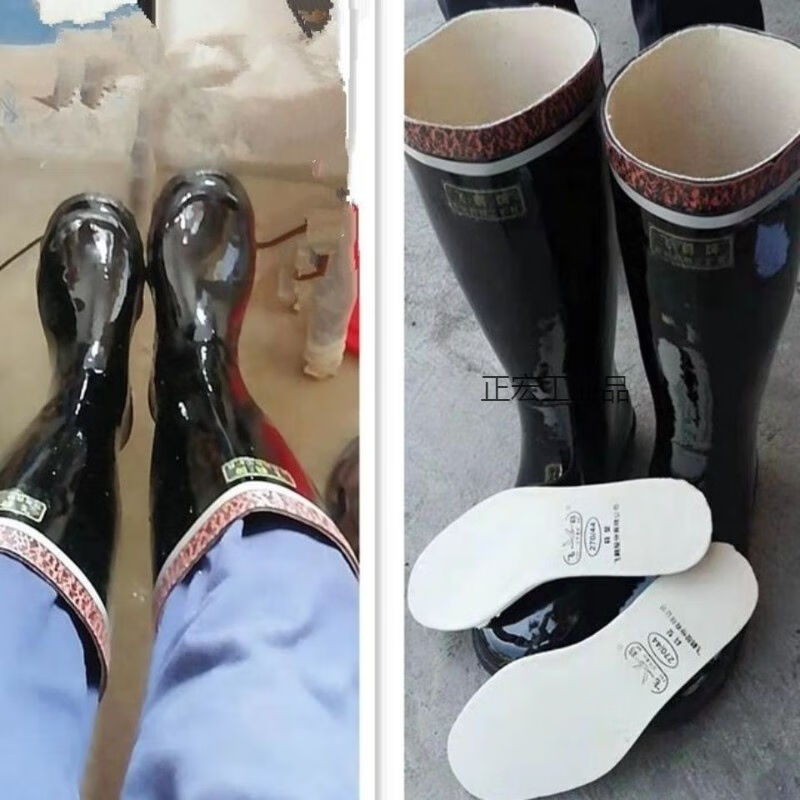 高筒雨鞋煤矿矿工劳保雨鞋半筒橡胶水鞋中筒工矿靴男6KV绝缘雨鞋3