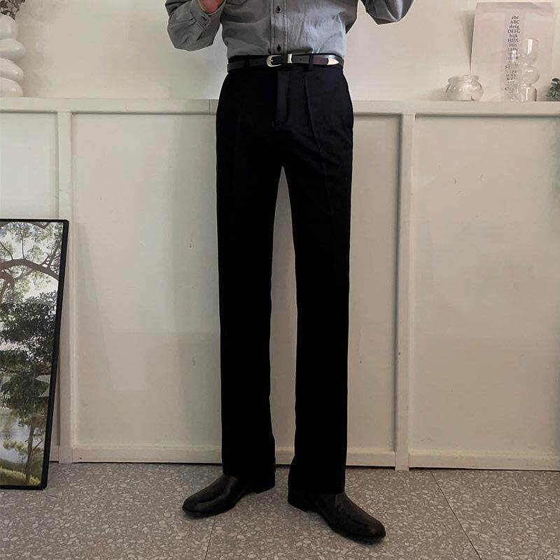 秋冬松紧腰直筒裤男士西裤修身时尚百搭男裤痞帅韩版冬季男款长裤