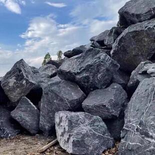 黑山石野山石日式枯山水造景点缀石溪流驳岸石园林景观石