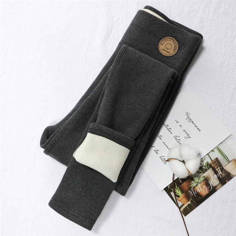 Womens Warm Leggings Soft with Fleece Thermal Pants Gray Hi