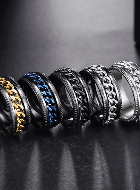 Rotate Rotating Anxiety Fidget rings Titanium Stainless Stee