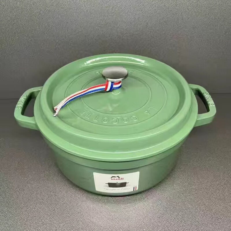 法琅锅具法郎锅珐琅锅家用煲汤锅焖烧锅深烧锅炖锅20/22鼠尾草绿2