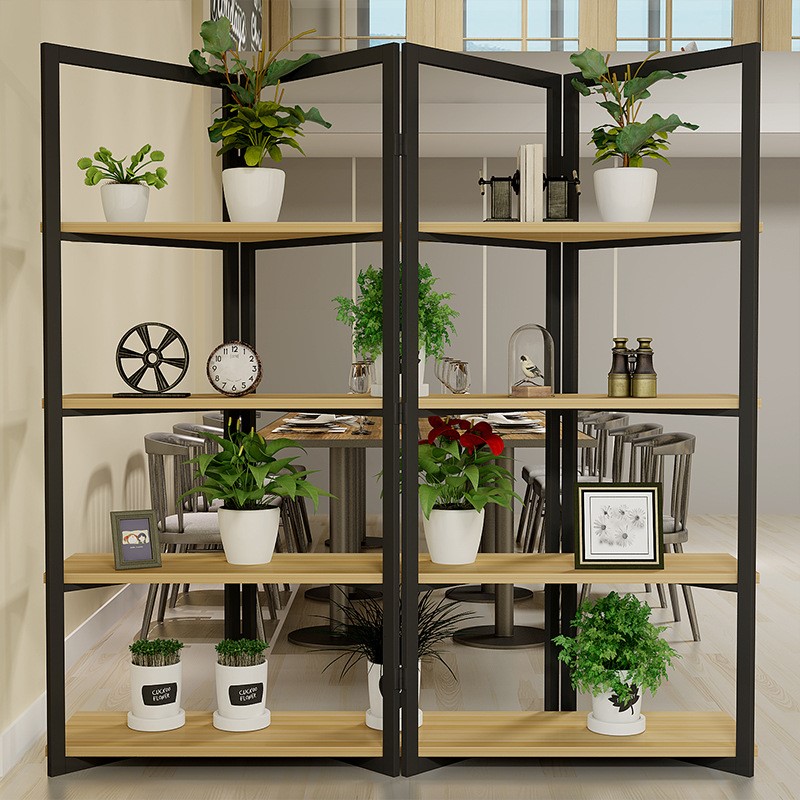 铁艺钢架置物架办公室工业风隔断书架装饰现代简约客厅屏风花架子